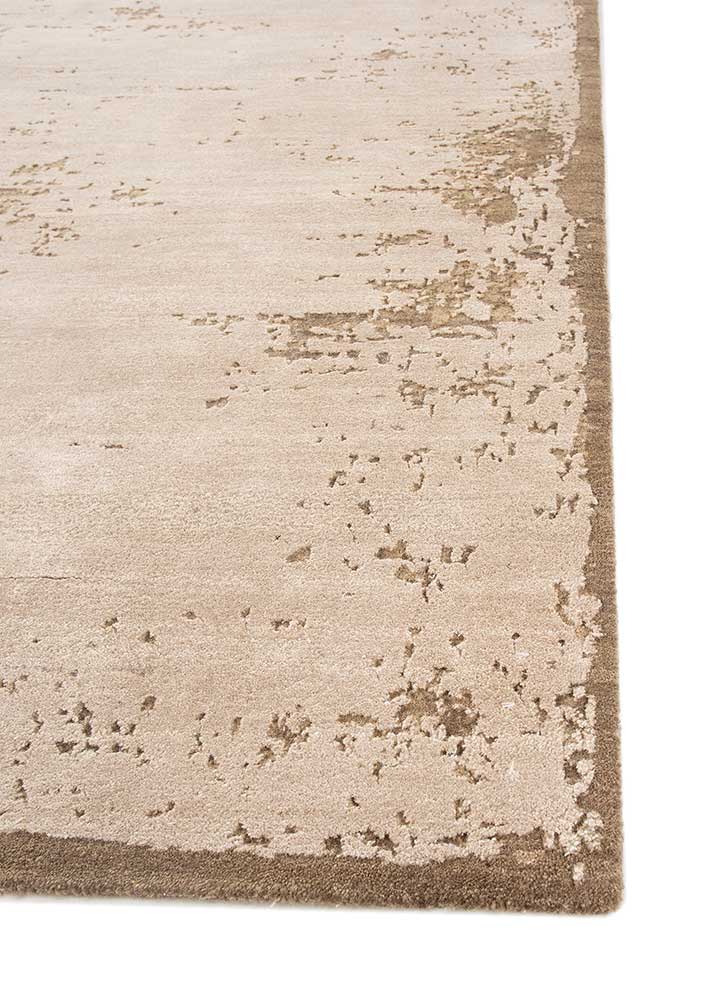 chaos theory by kavi beige and brown wool and bamboo silk Hand Knotted Rug - Corner