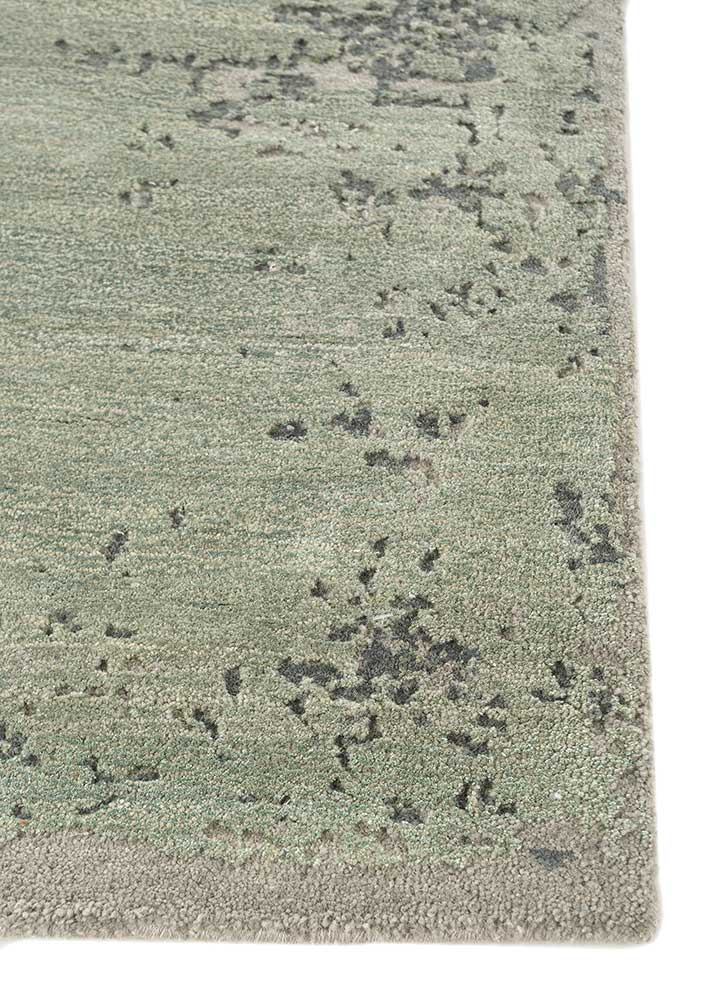 chaos theory by kavi green wool and bamboo silk Hand Knotted Rug - Corner