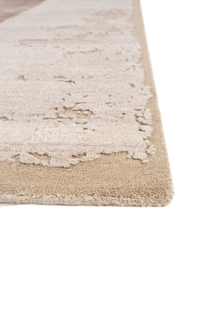 unfold by kavi ivory wool and bamboo silk Hand Knotted Rug - Corner