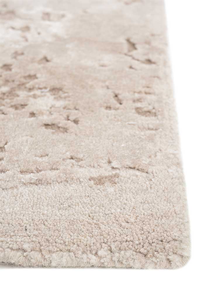 unfold by kavi ivory wool and bamboo silk Hand Knotted Rug - Corner