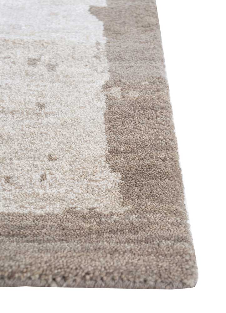 unfold by kavi ivory wool and bamboo silk Hand Knotted Rug - Corner
