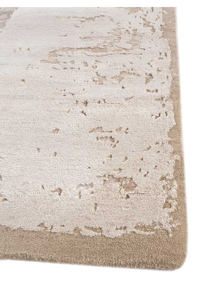 unfold by kavi ivory wool and bamboo silk Hand Knotted Rug - Corner