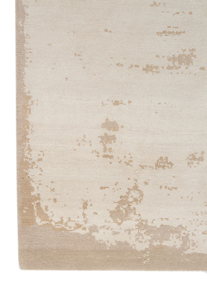 unfold by kavi ivory wool and bamboo silk Hand Knotted Rug - Corner