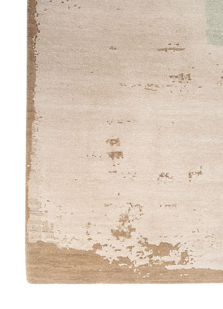 unfold by kavi ivory wool and bamboo silk Hand Knotted Rug - Corner