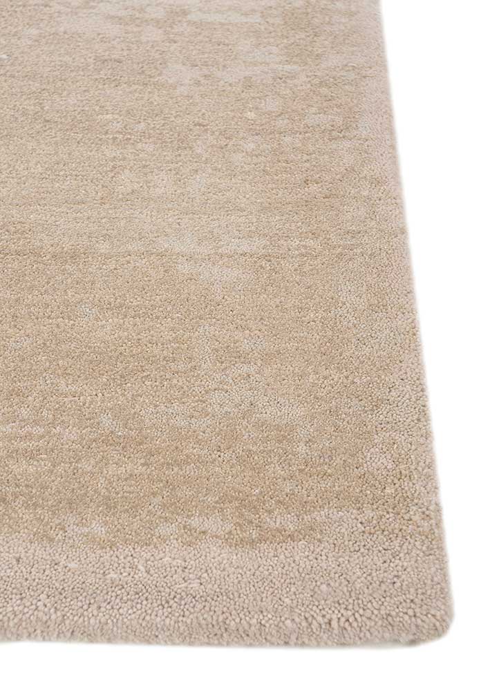 unfold by kavi beige and brown wool and bamboo silk Hand Knotted Rug - Corner