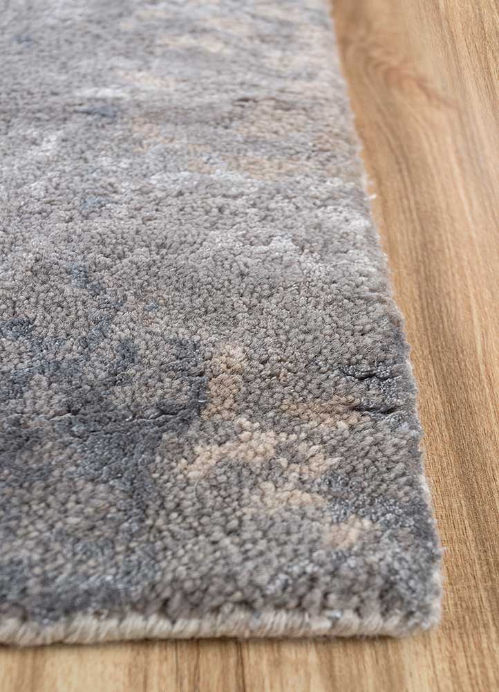 chaos theory by kavi ivory wool and bamboo silk Hand Knotted Rug - Corner