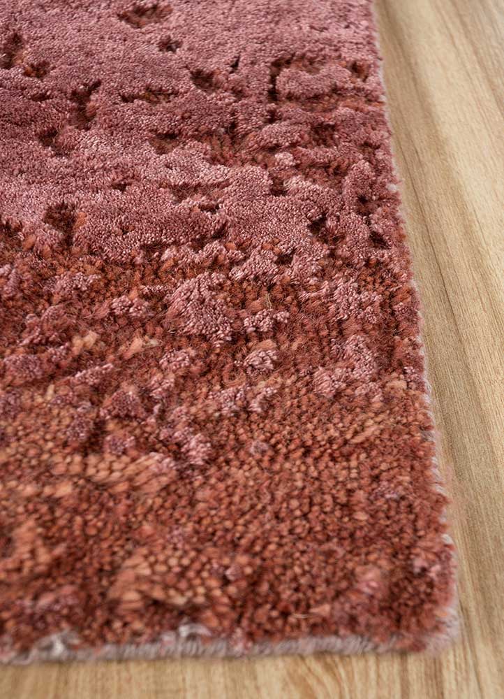 chaos theory by kavi pink and purple wool and bamboo silk Hand Knotted Rug - Corner