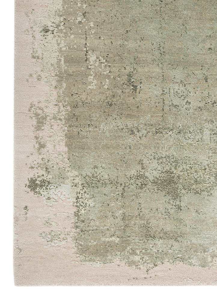 afterglow by kavi green wool and bamboo silk Hand Knotted Rug - Corner afterglow by kavi green wool and bamboo silk Hand Knotted Rug - Corner