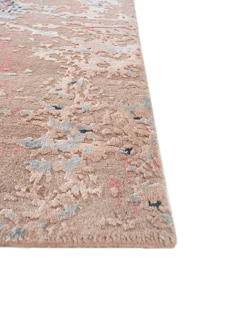 chaos theory by kavi pink and purple wool and bamboo silk Hand Knotted Rug - Corner
