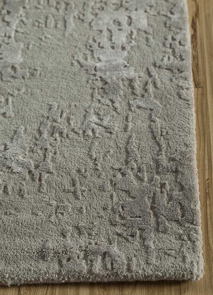 chaos theory by kavi grey and black wool and bamboo silk Hand Knotted Rug - Corner chaos theory by kavi grey and black wool and bamboo silk Hand Knotted Rug - Corner