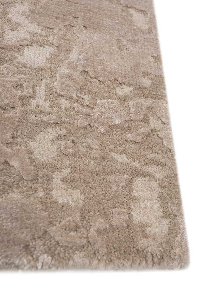 chaos theory by kavi ivory wool and bamboo silk Hand Knotted Rug - Corner