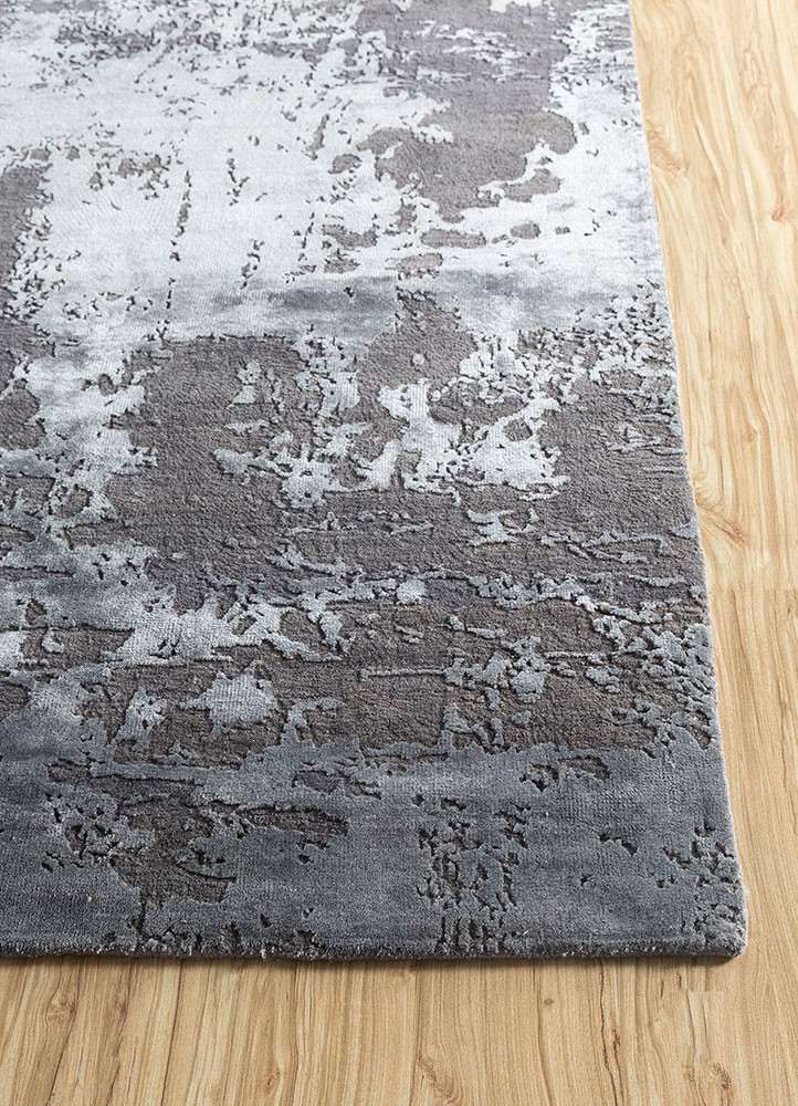 project error by kavi grey and black wool and bamboo silk Hand Knotted Rug - Corner project error by kavi grey and black wool and bamboo silk Hand Knotted Rug - Corner