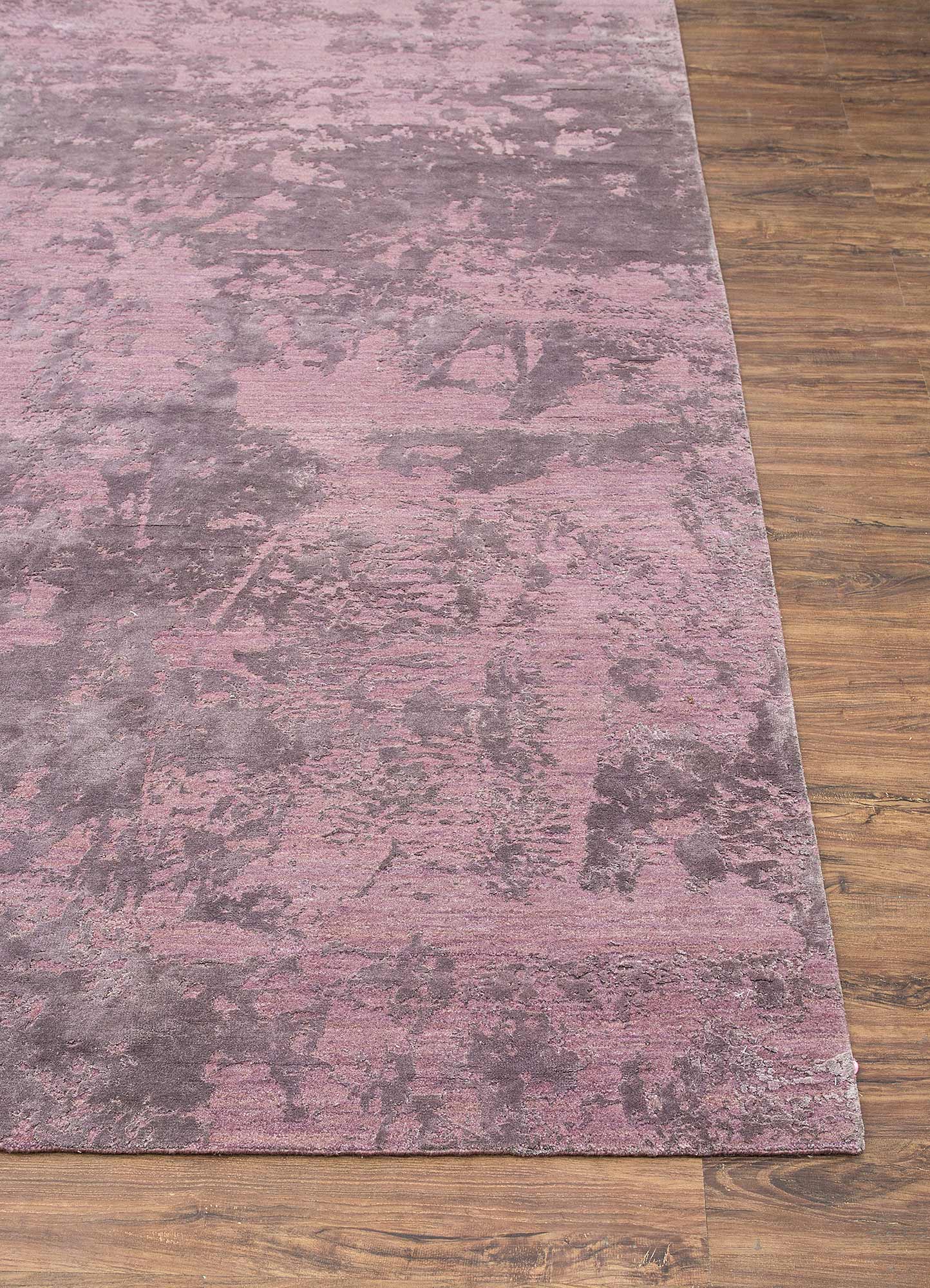 chaos theory by kavi pink and purple wool and bamboo silk Hand Knotted Rug - Corner