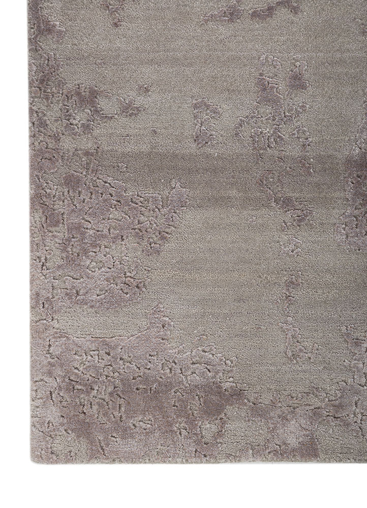 project error by kavi pink and purple wool and bamboo silk Hand Knotted Rug - Corner