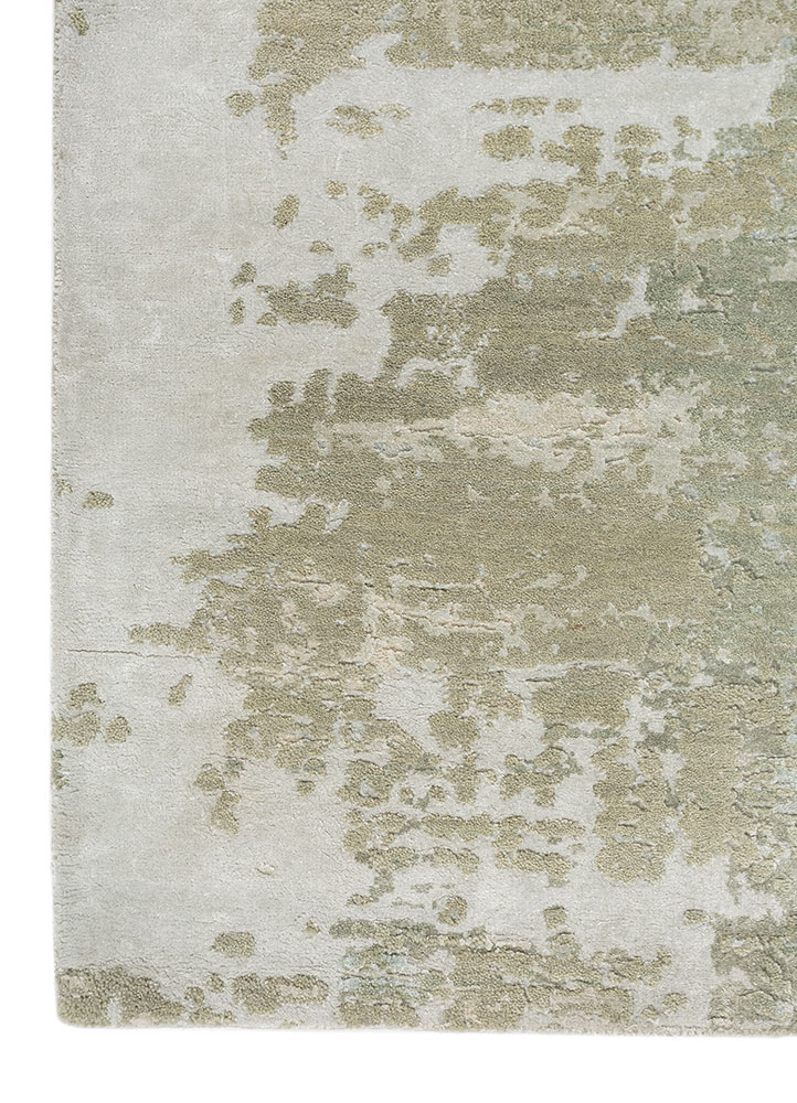 chaos theory by kavi green wool and bamboo silk Hand Knotted Rug - Corner