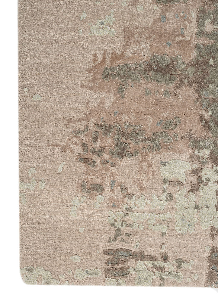 chaos theory by kavi blue wool and bamboo silk Hand Knotted Rug - Corner