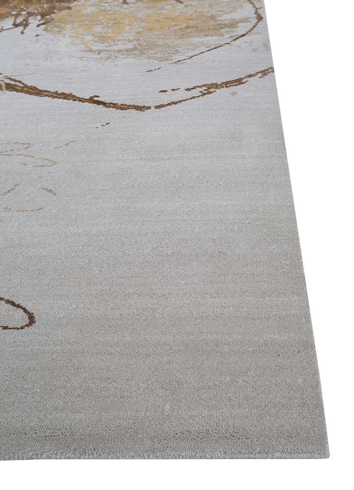 chaos theory by kavi ivory wool and bamboo silk Hand Knotted Rug - Corner