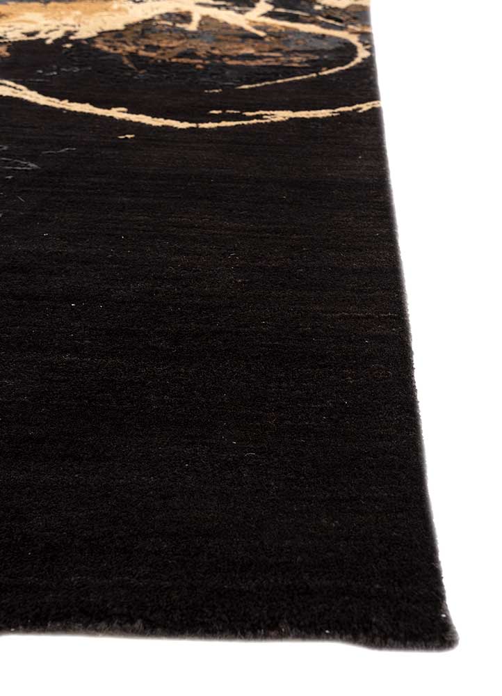 chaos theory by kavi blue wool and bamboo silk Hand Knotted Rug - Corner