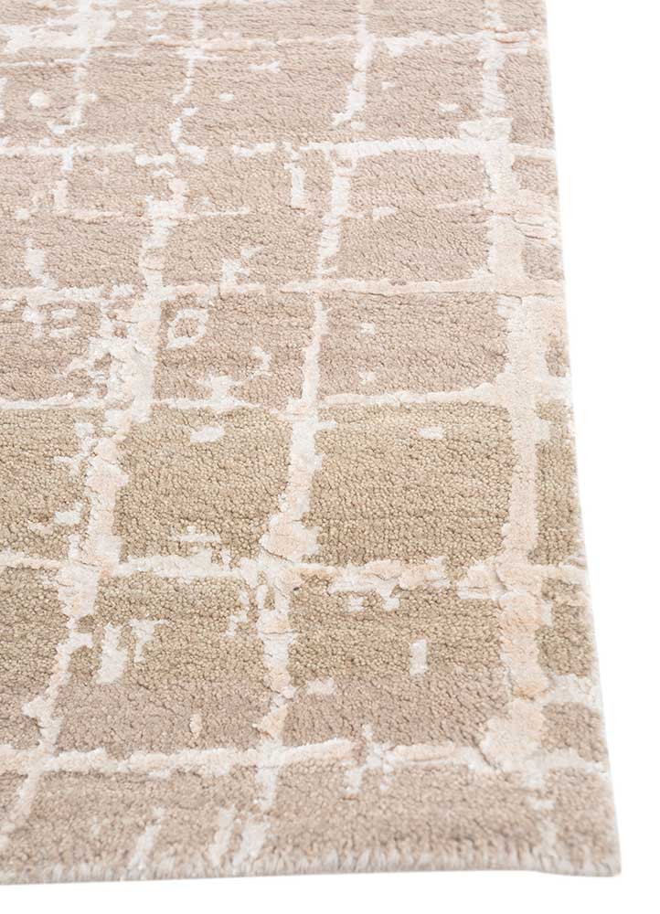 tattvam beige and brown wool and bamboo silk Hand Knotted Rug - Corner