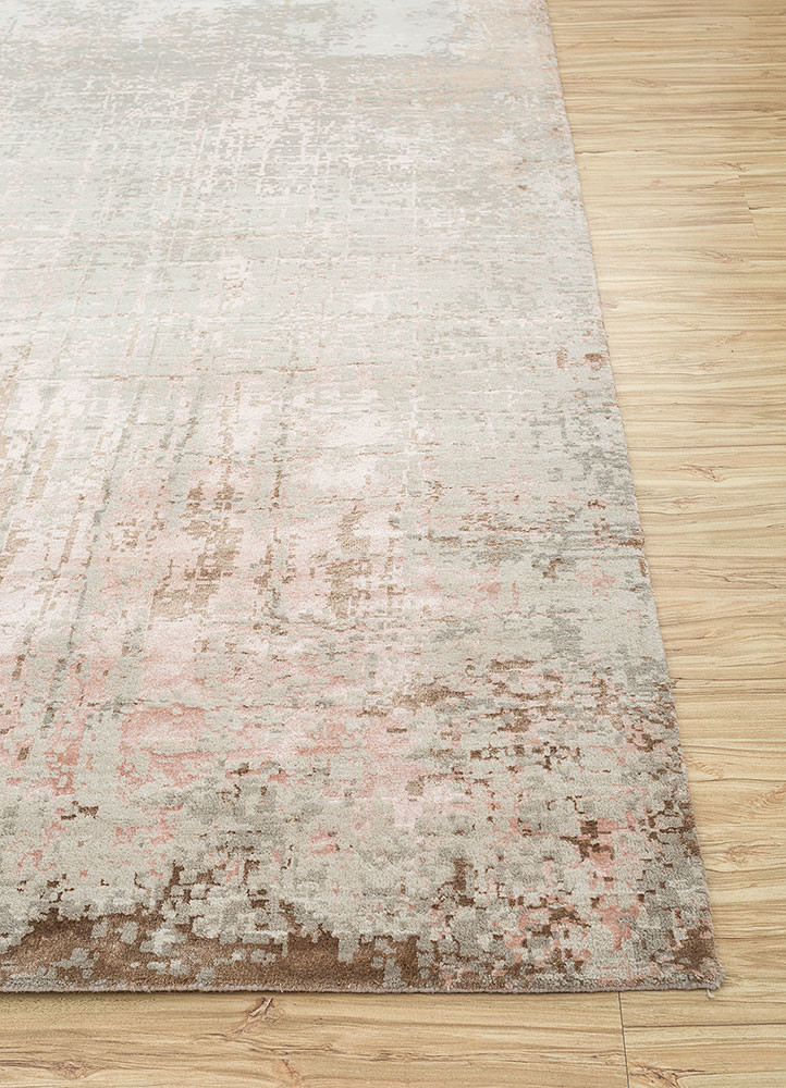 chaos theory by kavi beige and brown wool and bamboo silk Hand Knotted Rug - Corner chaos theory by kavi beige and brown wool and bamboo silk Hand Knotted Rug - Corner