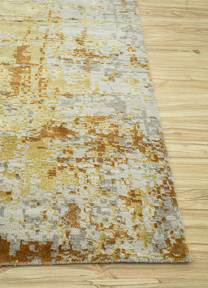 chaos theory by kavi ivory wool and bamboo silk Hand Knotted Rug - Corner chaos theory by kavi ivory wool and bamboo silk Hand Knotted Rug - Corner