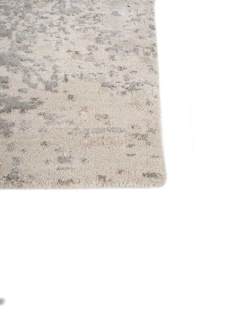 chaos theory by kavi ivory wool and bamboo silk Hand Knotted Rug - Corner