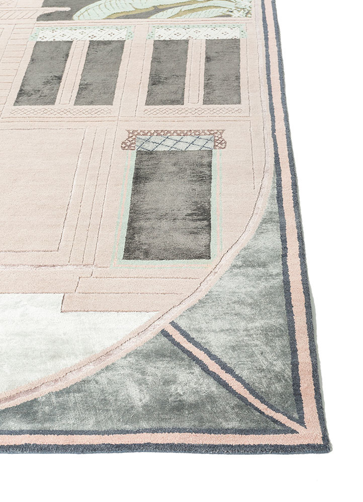 jaipur wunderkammer red and orange wool and bamboo silk Hand Knotted Rug - Corner jaipur wunderkammer red and orange wool and bamboo silk Hand Knotted Rug - Corner