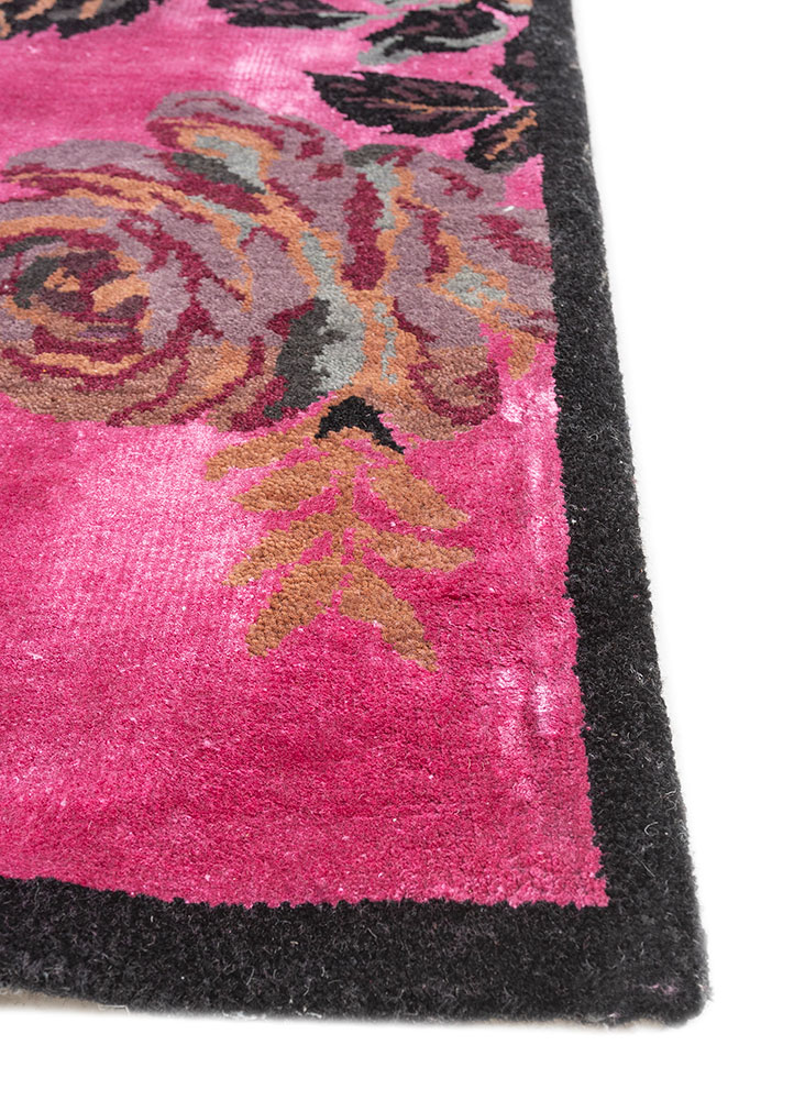 gilded age red and orange wool and bamboo silk Hand Knotted Rug - Corner