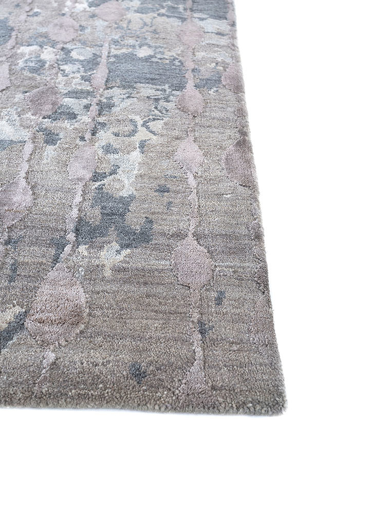 pansy beige and brown wool and bamboo silk Hand Knotted Rug - Corner pansy beige and brown wool and bamboo silk Hand Knotted Rug - Corner