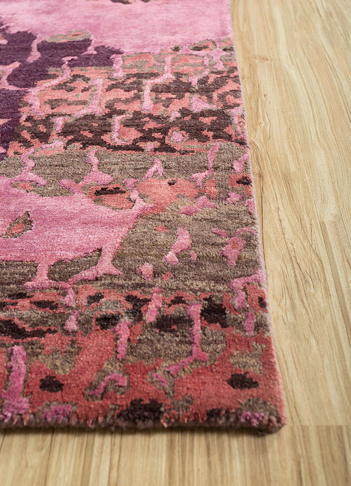 pansy pink and purple wool and bamboo silk Hand Knotted Rug - Corner pansy pink and purple wool and bamboo silk Hand Knotted Rug - Corner