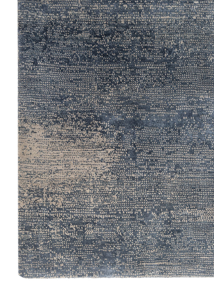 afterglow by kavi grey and black wool and bamboo silk Hand Knotted Rug - Corner