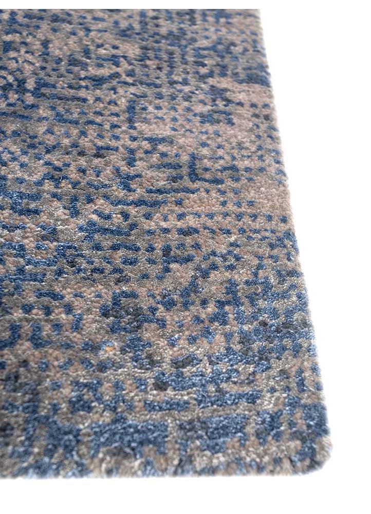 afterglow by kavi grey and black wool and bamboo silk Hand Knotted Rug - Corner