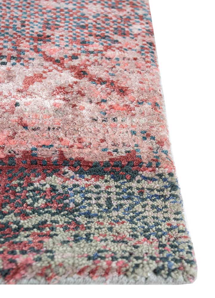 afterglow by kavi green wool and bamboo silk Hand Knotted Rug - Corner