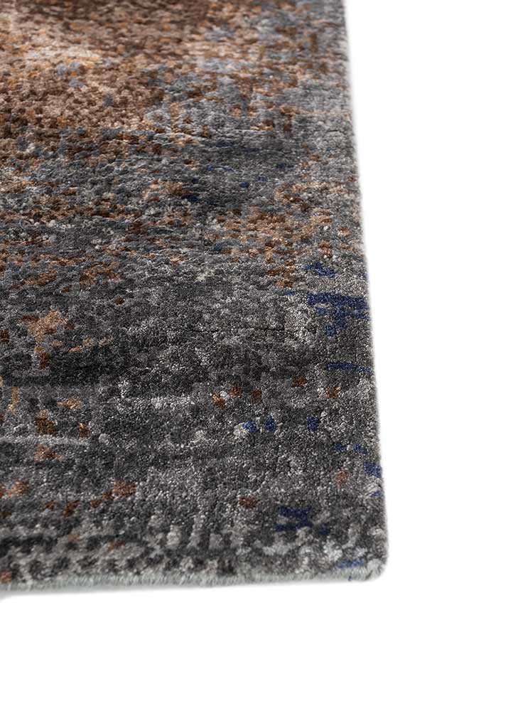 afterglow by kavi blue wool and bamboo silk Hand Knotted Rug - Corner