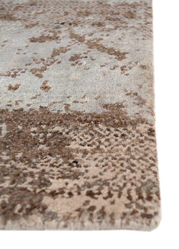 afterglow by kavi ivory wool and bamboo silk Hand Knotted Rug - Corner