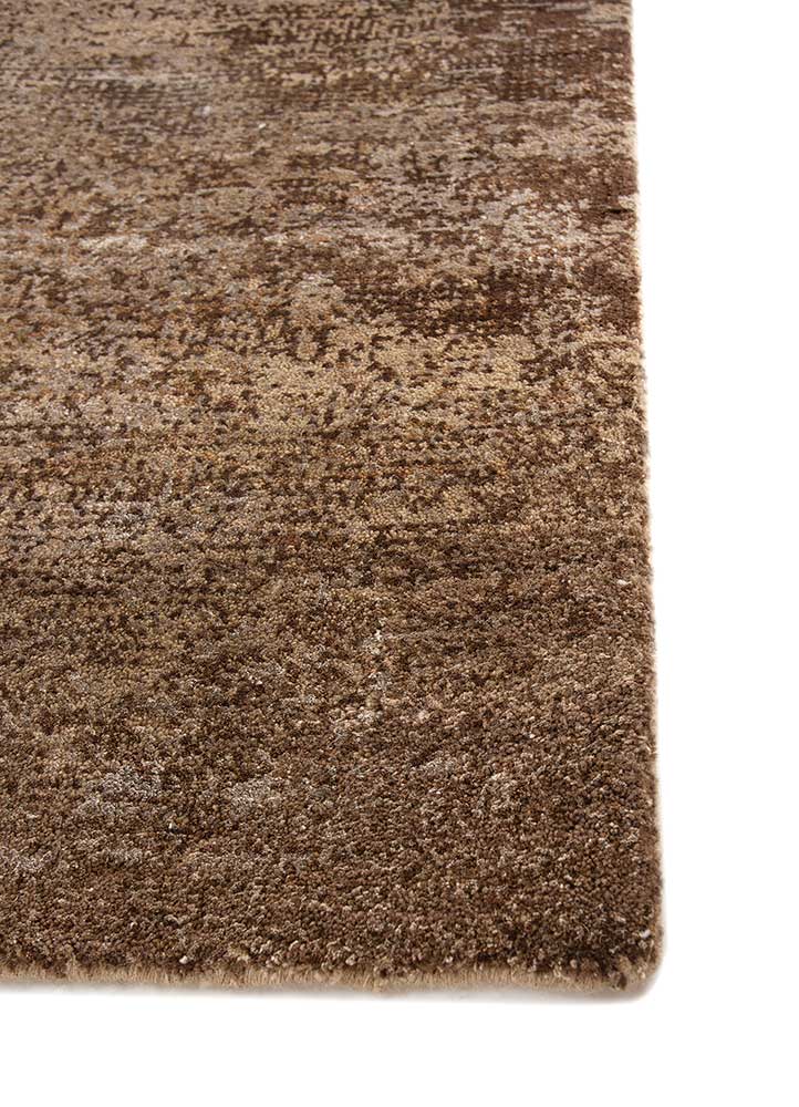 afterglow by kavi beige and brown wool and bamboo silk Hand Knotted Rug - Corner