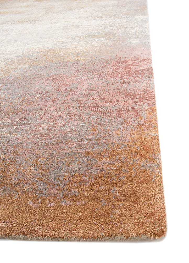 afterglow by kavi ivory wool and bamboo silk Hand Knotted Rug - Corner