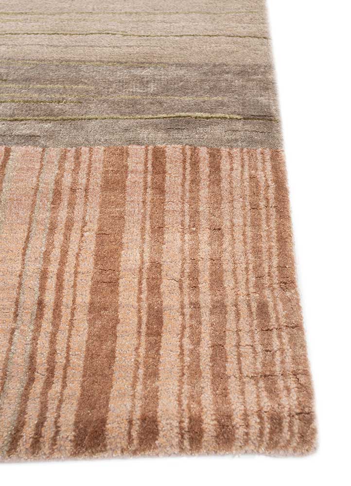 afterglow by kavi green wool and bamboo silk Hand Knotted Rug - Corner