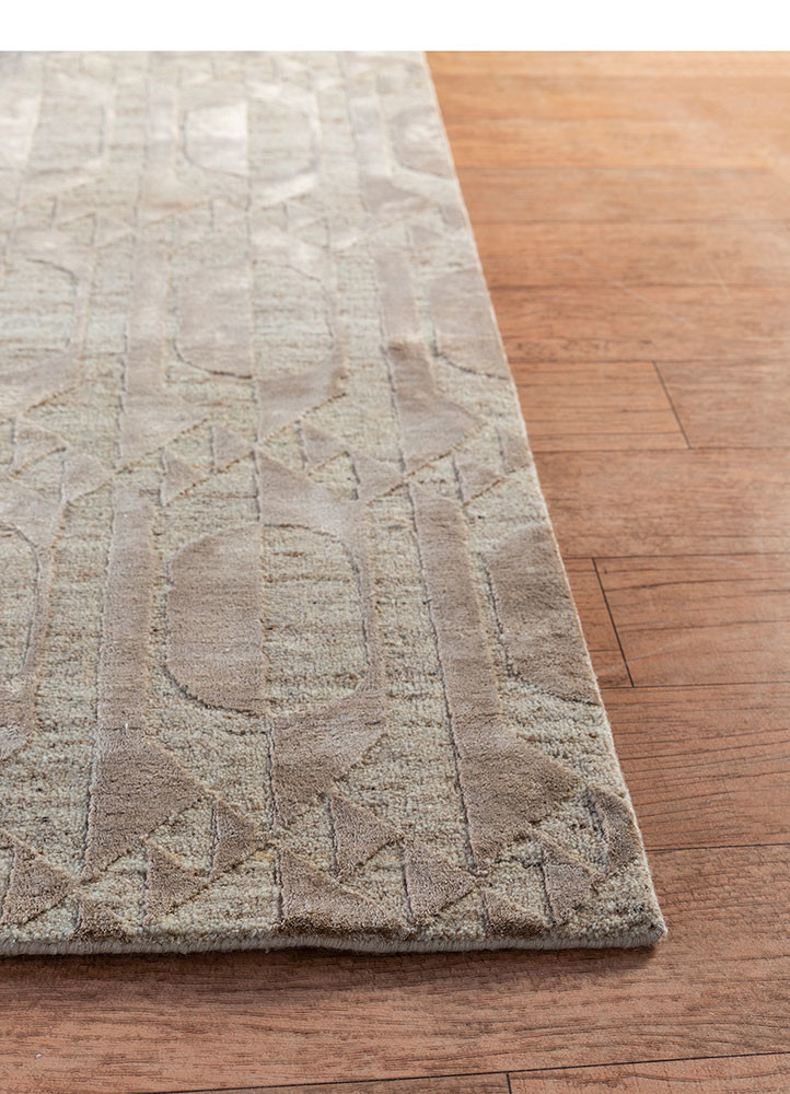 chaos theory by kavi beige and brown wool and bamboo silk Hand Knotted Rug - Corner chaos theory by kavi beige and brown wool and bamboo silk Hand Knotted Rug - Corner