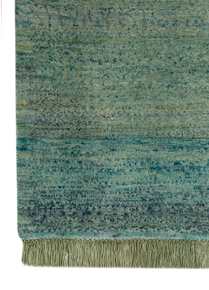 aprezo blue wool Hand Knotted Rug - Corner