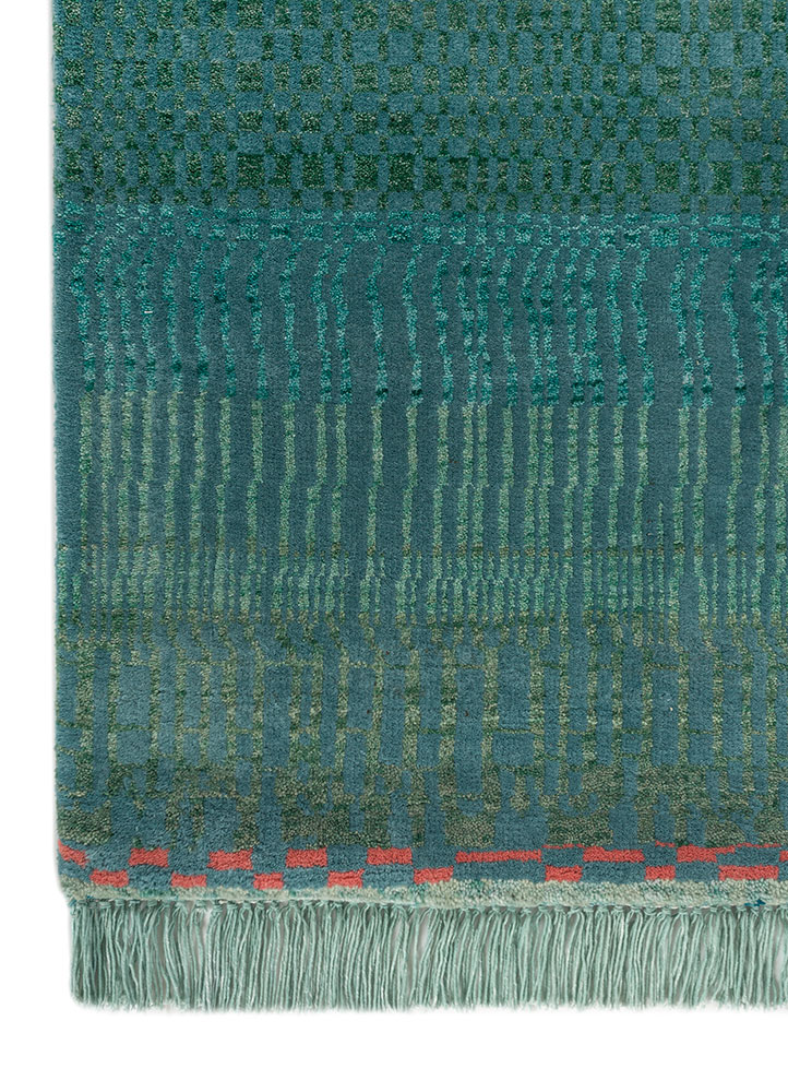 aprezo green wool Hand Knotted Rug - Corner aprezo green wool Hand Knotted Rug - Corner