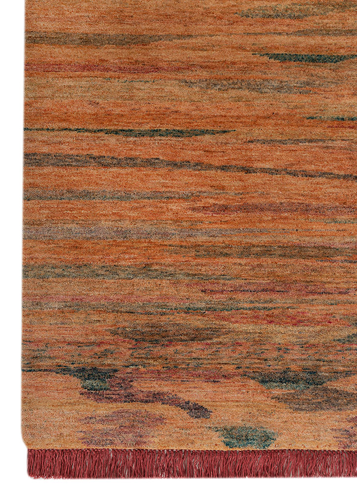 aprezo red and orange wool Hand Knotted Rug - Corner aprezo red and orange wool Hand Knotted Rug - Corner