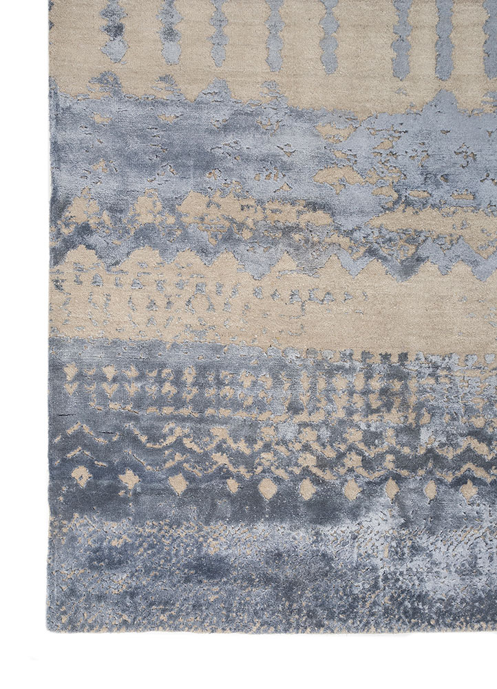 project error by kavi pink and purple wool and bamboo silk Hand Knotted Rug - Corner
