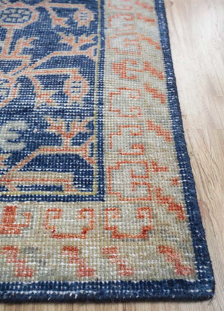 erbe blue wool Hand Knotted Rug - Corner erbe blue wool Hand Knotted Rug - Corner