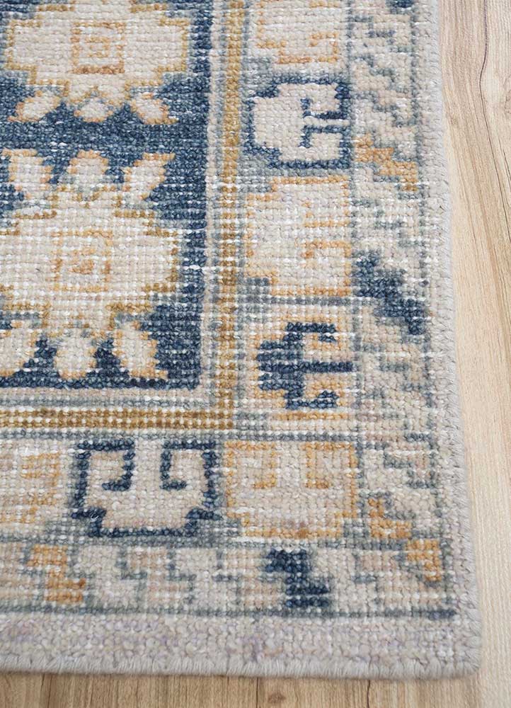 erbe ivory wool Hand Knotted Rug - Corner