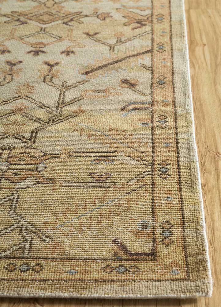 erbe beige and brown wool Hand Knotted Rug - Corner