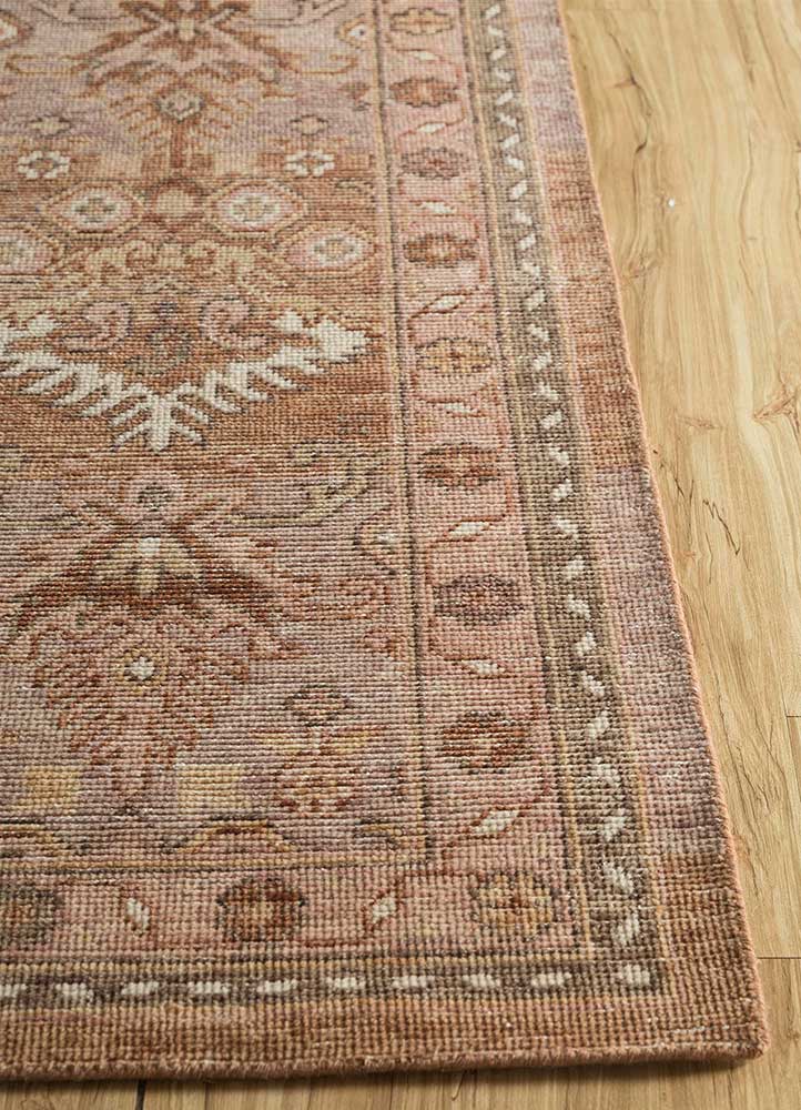 erbe beige and brown wool Hand Knotted Rug - Corner