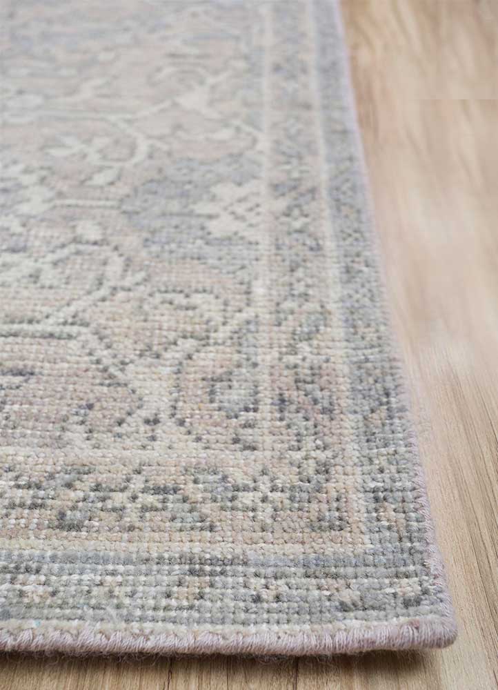 erbe ivory wool Hand Knotted Rug - Corner