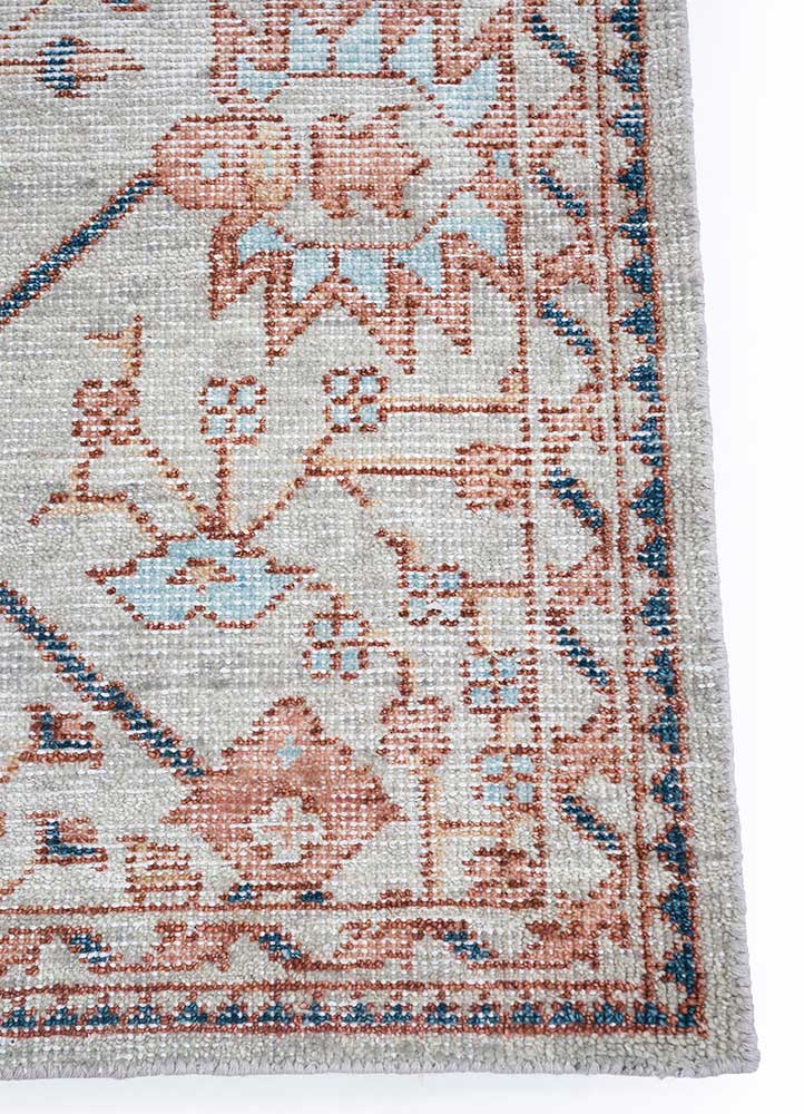 erbe ivory wool Hand Knotted Rug - Corner