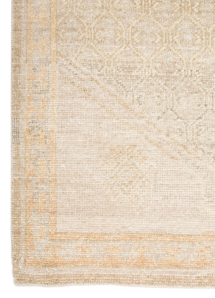 aprezo beige and brown wool Hand Knotted Rug - Corner